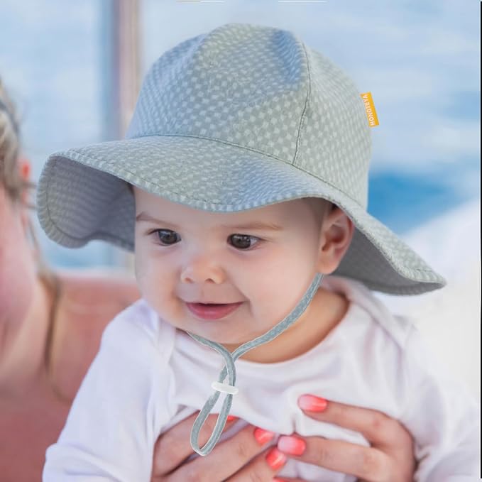 HONGTEYA Baby Sun Hat Toddler Girl Beach Hat Adjustable Outdoor Summer Hat UPF - Image 6