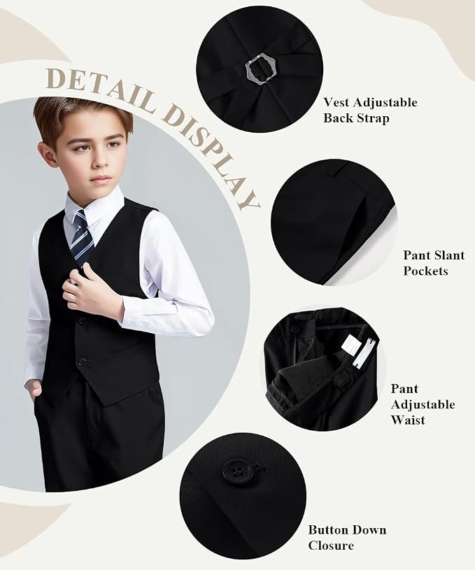 Visaccy Boys Suits Slim Fit Dress Clothes Ring Bearer Outfit - Image 2