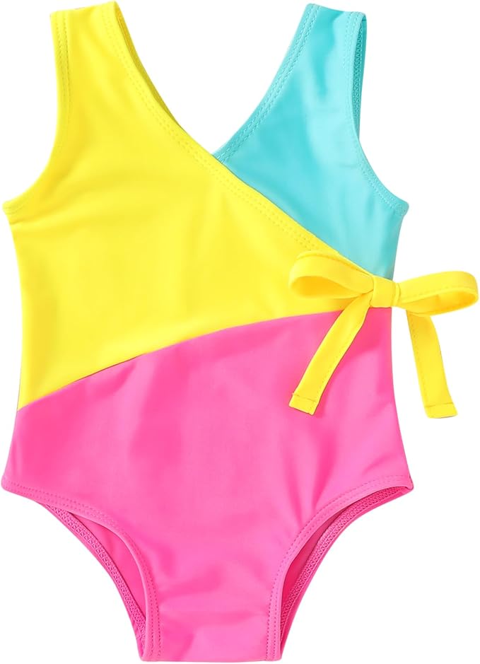 Happy Town Toddler Swimsuit Girl One Piece Bathing Suit Color Block Swimwear by HappyTown
