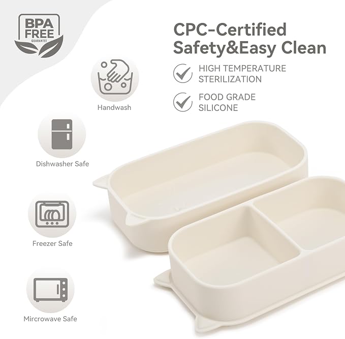 Portable Baby Plates with Suction, Non-Slip Dishwasher Safe Plates & Utensils - Image 2