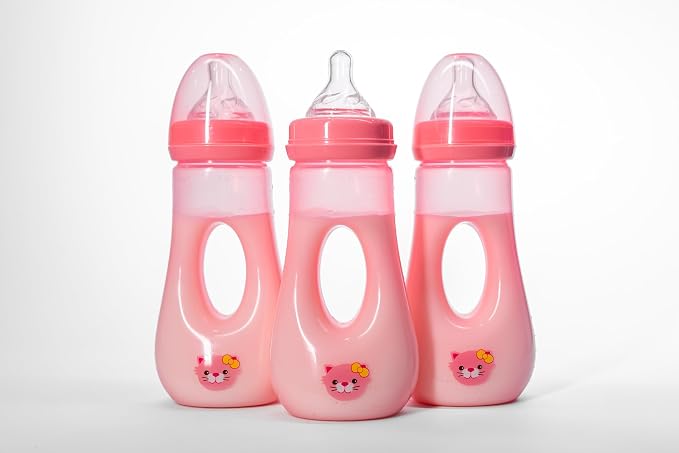 Avima Easy Grip Anti Colic Baby Bottles, BPA Free, 8 oz. Wide Neck w/Medium - Image 6