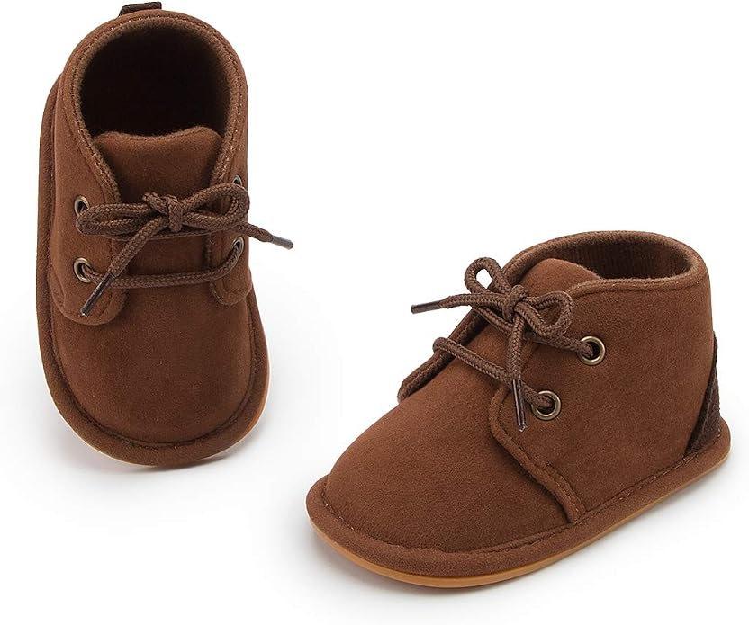 Baby Unisex Warm Snow Boots Newborn Leather Fur Lace Up Ankle Anti-Slip Rubber - Image 3