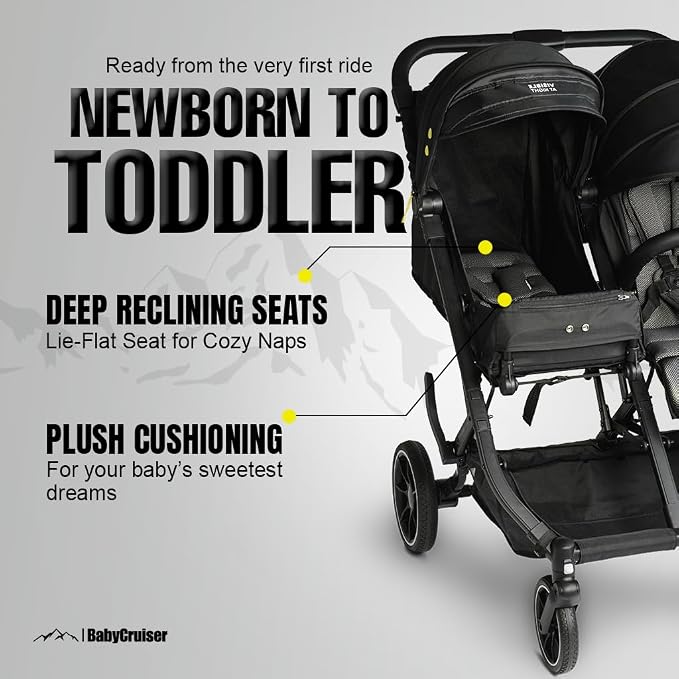 BabyCruiser Double Stroller Newborn and Toddler – Compact Side by Side Twin - Image 4