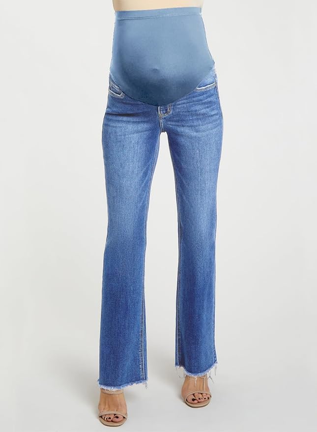 BLENCOT Maternity Jeans for Women Over Belly Pregnancy Pants Comfy Pregnant - Image 8