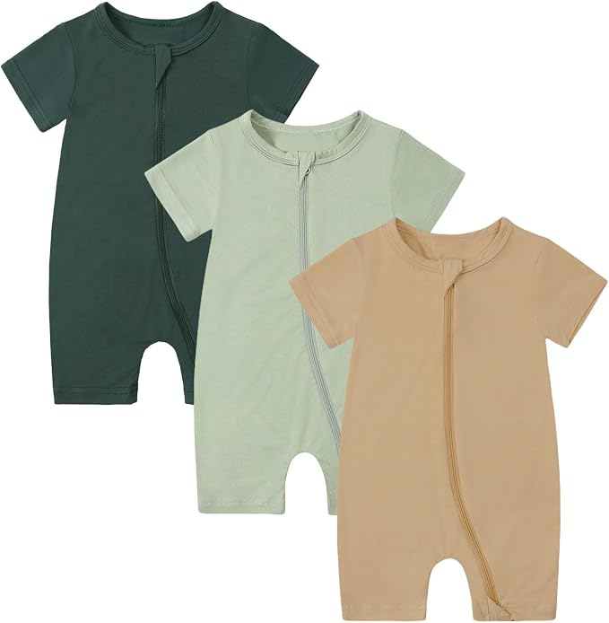 OPAWO Bamboo Baby Pajamas 3 Pack, Double Zipper Bamboo Sleepers by OPAWO