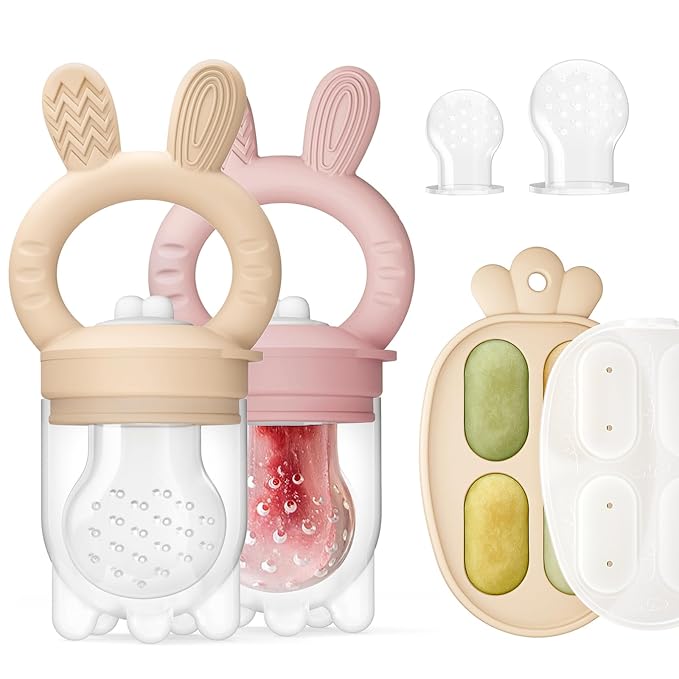 2 Packs Baby Fruit Feeder & Freezer Tray Combo, Push Pop Baby Food Feeder to by ChooKaChoo