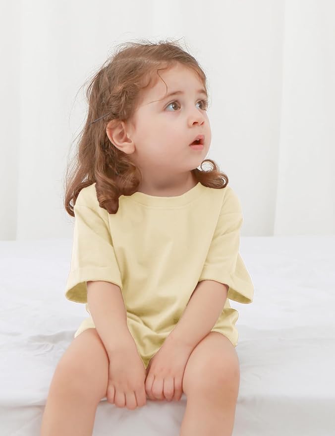 Jimonda Baby Bubble Romper Boy Girl Solid Color T-Shirt Outfits Short Sleeve - Image 4