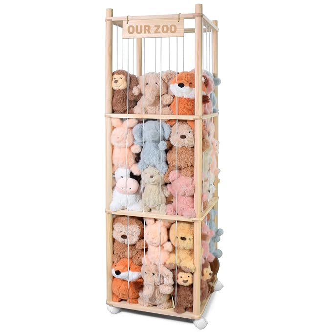 Stuffed Animal Storage, Wooden Cute Zoo Toy Holder by Unknown