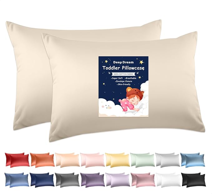 Deep Dream Toddler Pillowcases for 13x18 Pillow 2 Pack, 100% Cotton Travel by DeepDream