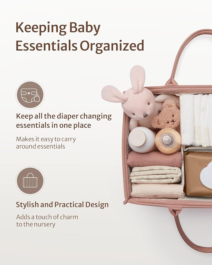 Blissful Diary Baby Diaper Caddy Organizer, Stylish Storage Basket - Image 2