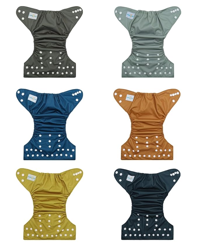 Babygoal Baby Reusable Neutral Cloth Diapers, One Size Adjustable Washable - Image 2