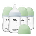 Natural Glass Baby Bottle Wide Neck, Anti-Colic Baby Bottle, Includes 4Pcs by yanyoyo