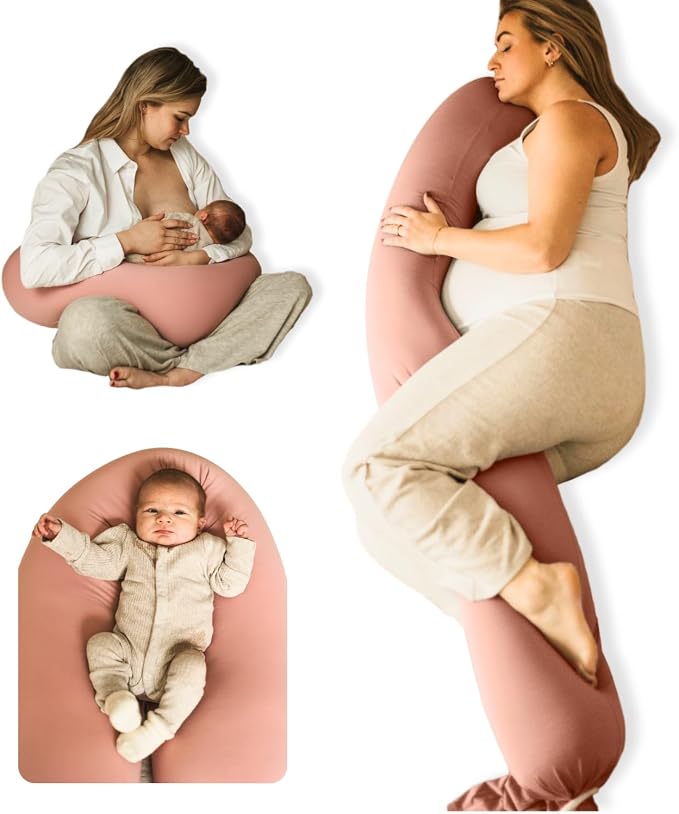 Pregnancy Pillow 5-in-1 【Cooling Cover, Adjustable Firmness】 Patented Lock by CuddoBaby