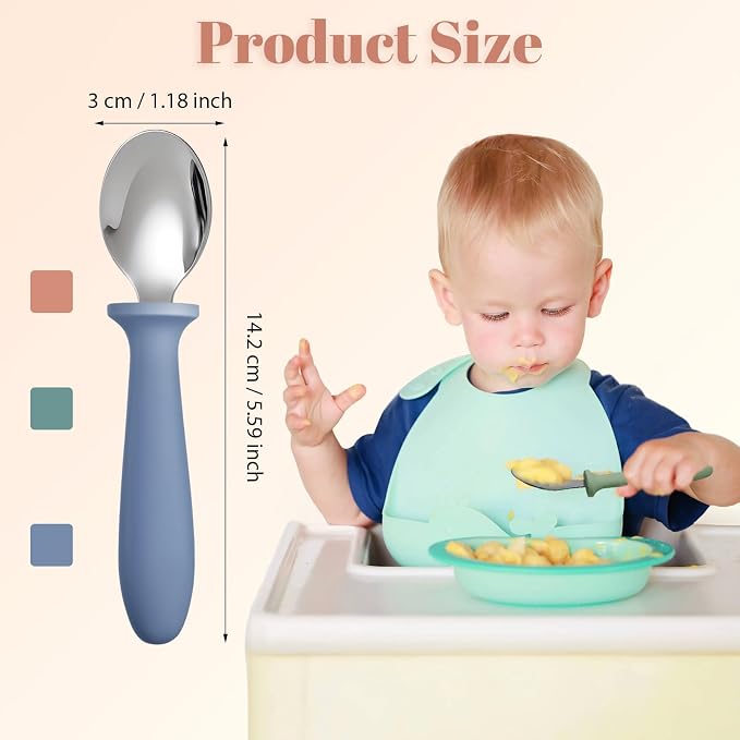 Pimoys 6-Pack Stainless Steel Toddler Spoons Baby & Kids Utensils - Image 3