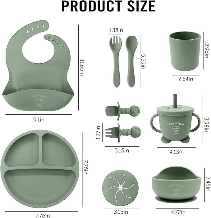 10-Piece Silicone Baby Feeding Set – BPA-Free, Spill-Proof Suction Plate - Image 2