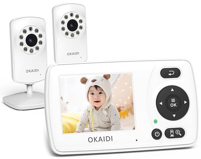 OKAIDI Video Baby Monitor with 2 Cameras, 2.4'' Portable Travel Screen by OKAIDIVideoBabyMonitor