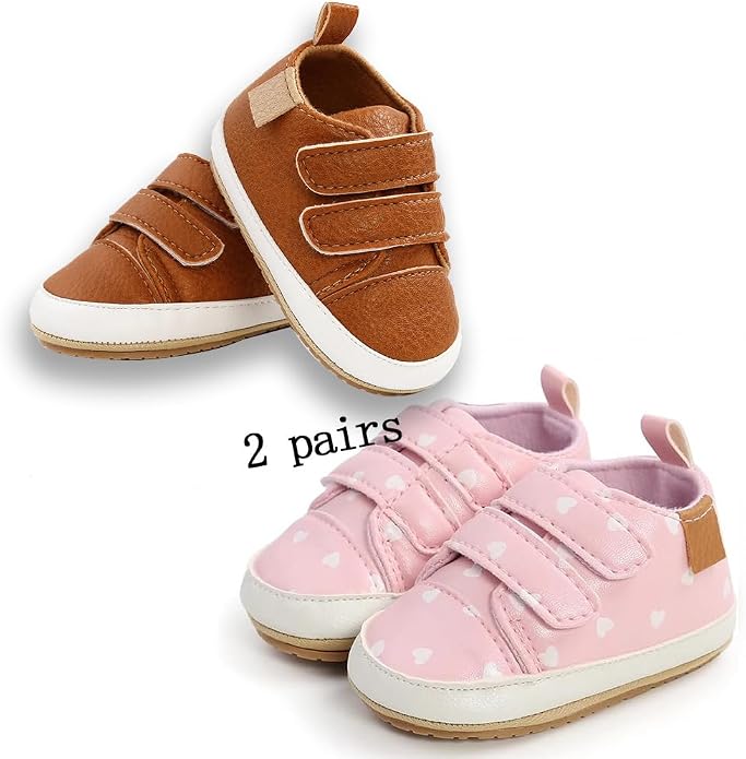 2Pairs Baby Shoes, Boys Girls Non-Slip Rubber Sole Sneakers, Unisex Infant Soft - Image 4