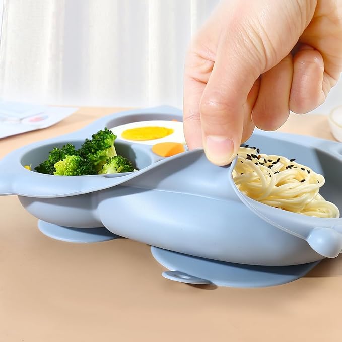 PandaEar Toddler Suction Plates, Stay Put Divided Baby Plates, Owl Shape - Image 5