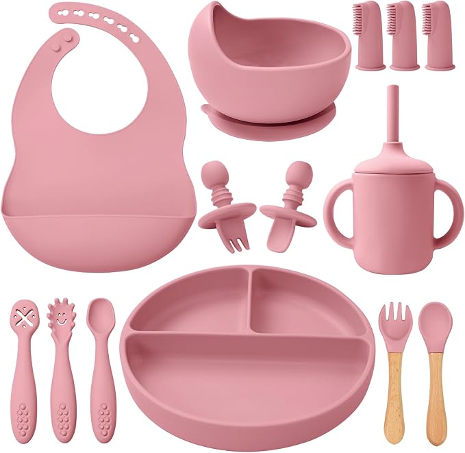 LITTLE RAWR Silicone Baby Feeding Set 14 Pcs, Baby Led Weaning Supplies by LITTLERAWR
