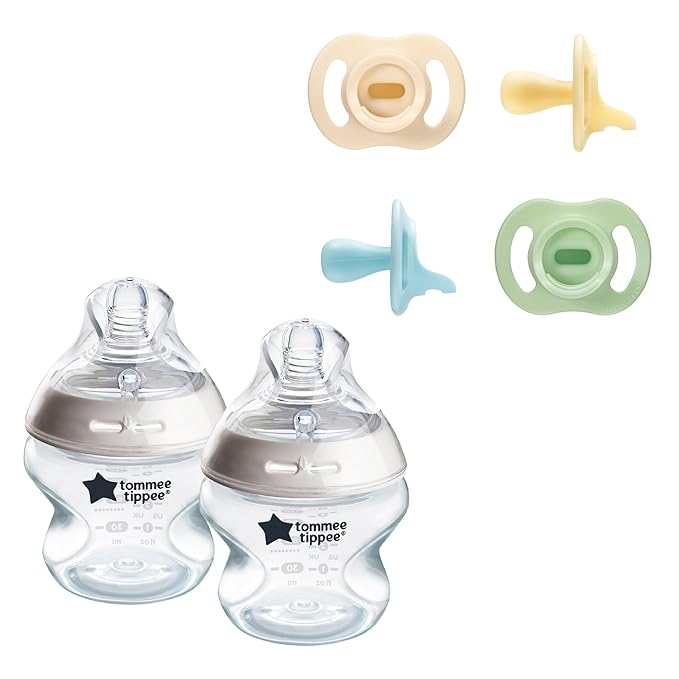 Tommee Tippee Pacifier and Bottle Bundle, 4 Ultra-Light StayPut Pacifiers by TommeeTippee