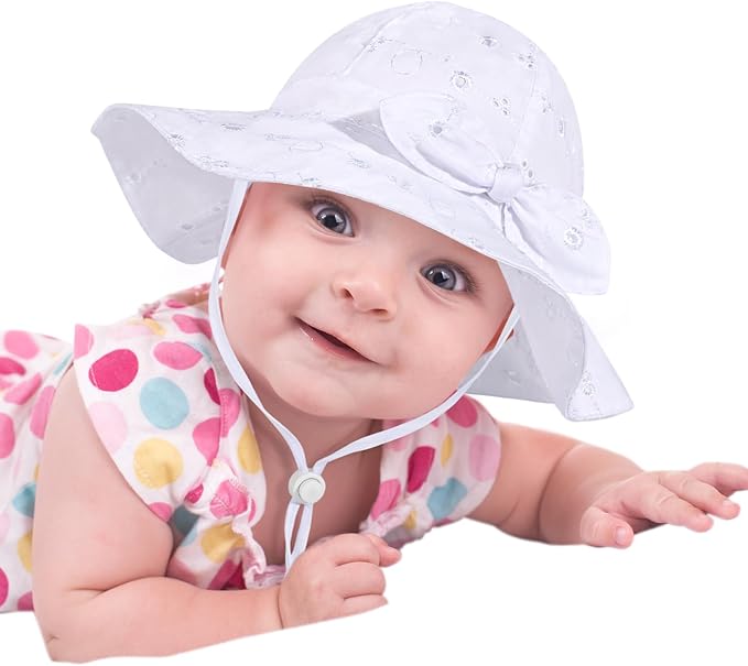 Baby Girl Sun Hat with UPF 50+ Outdoor Adjustable Beach Hat with Wide Brim by DANMY