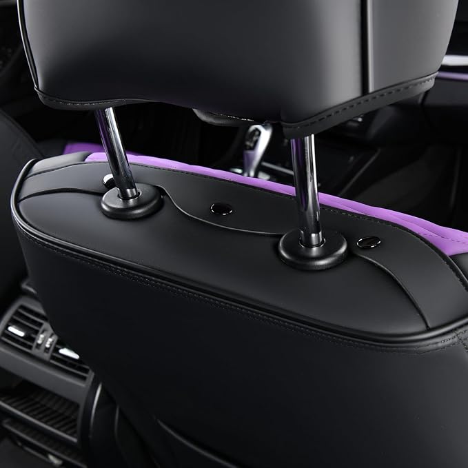 FLORICH Leather Seat Covers for Car Waterproof Front Seat Covers 2 Pack Purple - Image 6