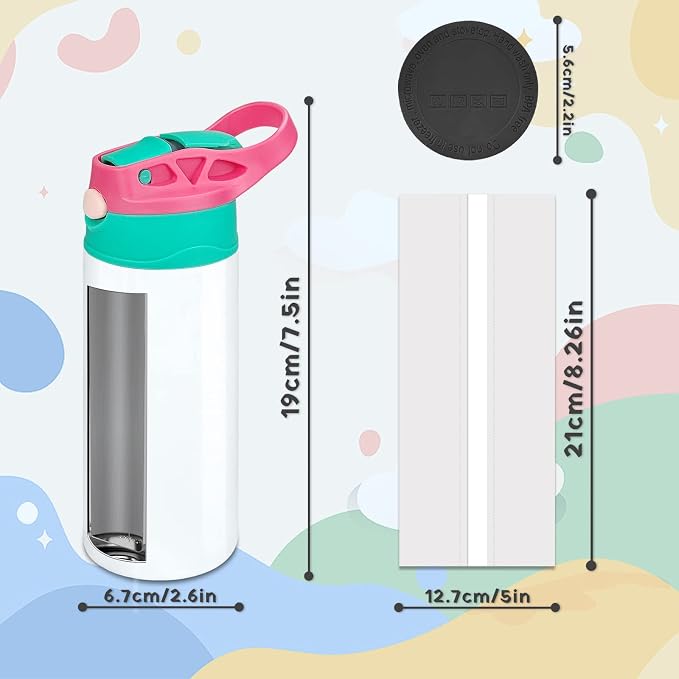 Kids Sublimation Tumbler, 12oz Sublimation Water Bottle Blanks, Straight - Image 7