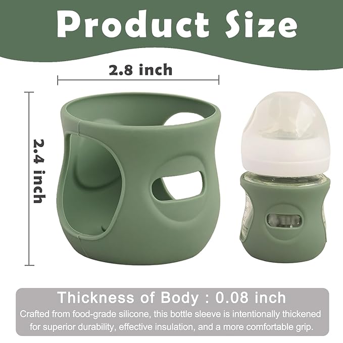 4 Pack Silicone Sleeves for Avent Natural Glass Baby Bottles, Anti Breakage - Image 2