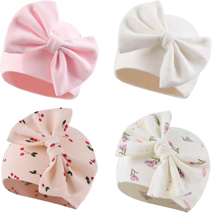 Bamery Newborn Baby Girl Hat Cotton Baby Bow Beanie Preemie Hats Spring Infant by Bamery
