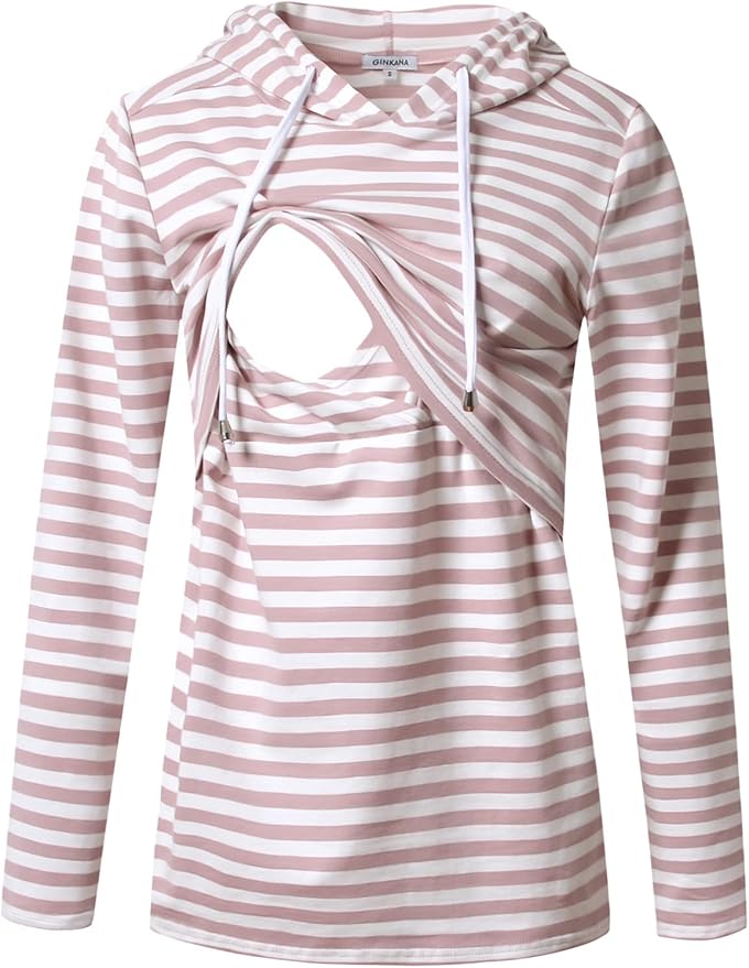 GINKANA Women's Nursing Hoodie Sweatshirt Long Sleeves Breastfeeding Maternity by GINKANA