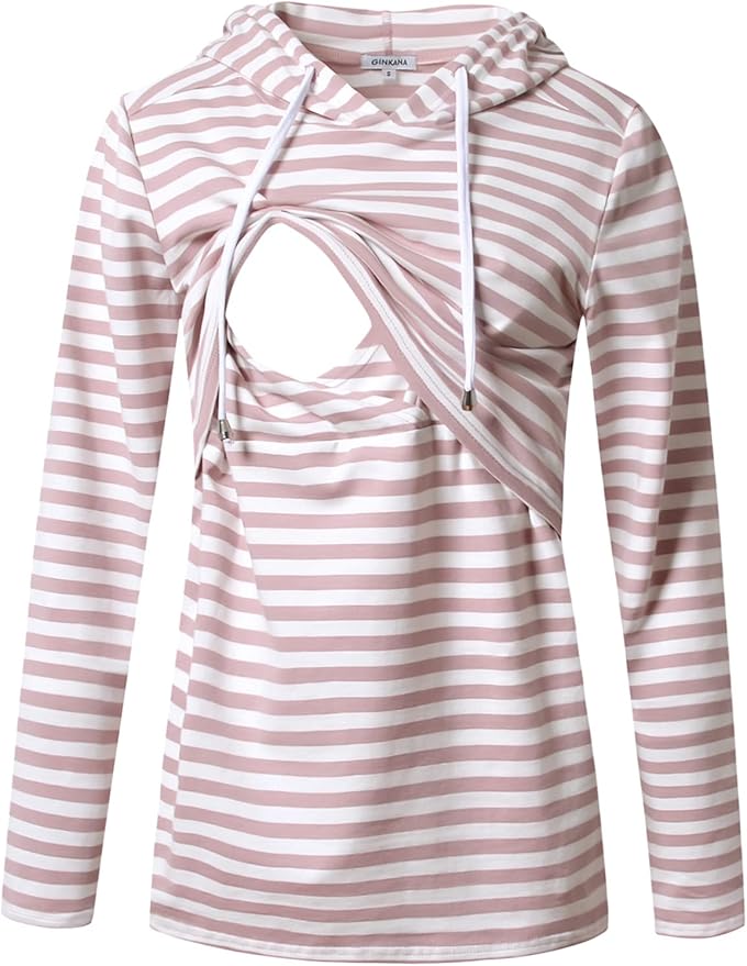 GINKANA Women's Nursing Hoodie Sweatshirt Long Sleeves Breastfeeding Maternity by GINKANA