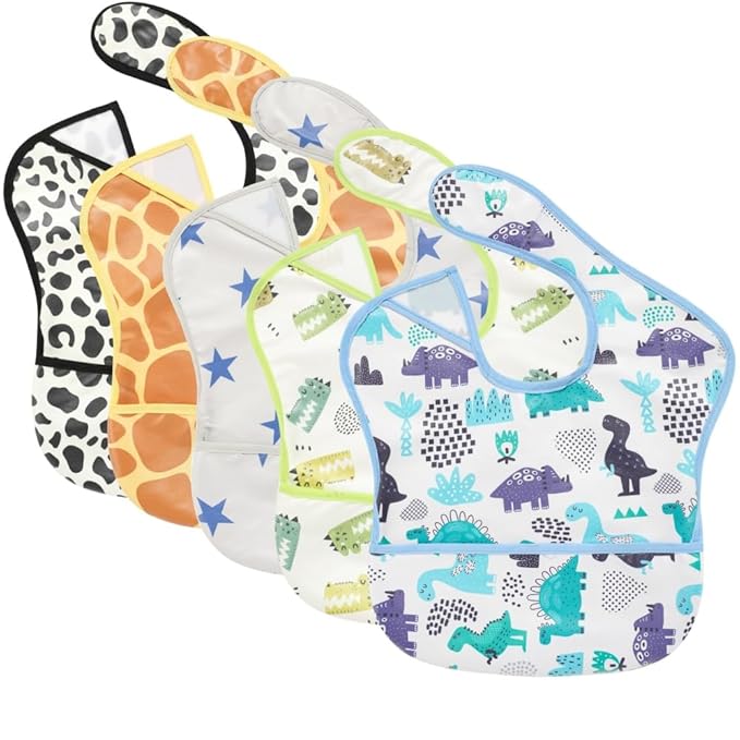 TSD Baby Bibs Waterproof Feeding Bibs 5pack Adjustable Mealtime Poctet Bib by Unknown