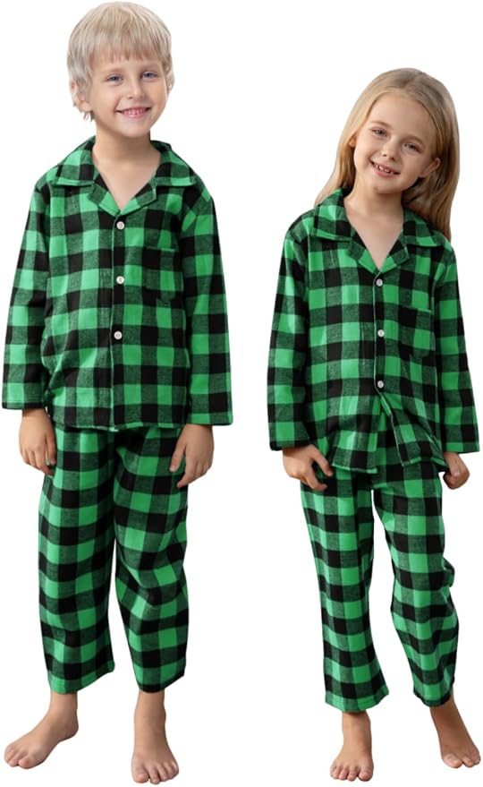 Schbbbta Kids Pajamas Set, Plaid Button Down Pjs by SchbbbtaTouchYourLife