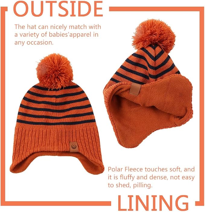 JANGANNSA Knitted Baby Hat Scarf Set Winter Warm Boys Girls Beanie Fleece - Image 2
