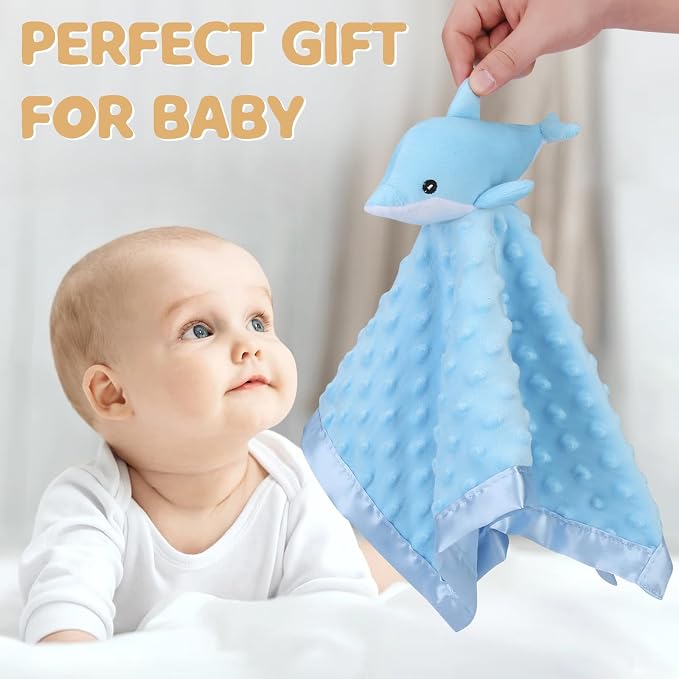 Pro Goleem Dolphin Loveys for Babies, Soft Security Blanket Baby Snuggle Toy - Image 3