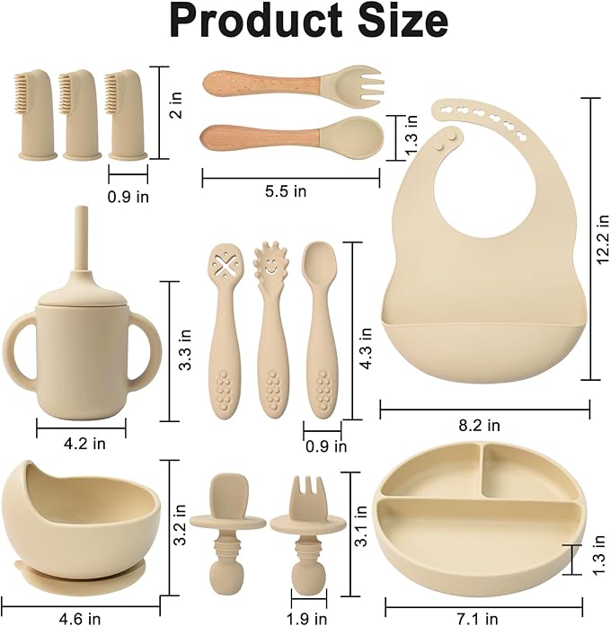 LITTLE RAWR Silicone Baby Feeding Set 14 Pcs, Baby Led Weaning Supplies - Image 7