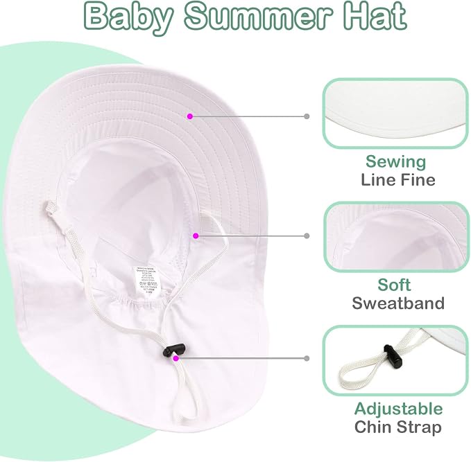XIAOHAWANG Girls Sun Hat Baby Beach Hats Boys UPF 50+ Kids Summer Protection - Image 4