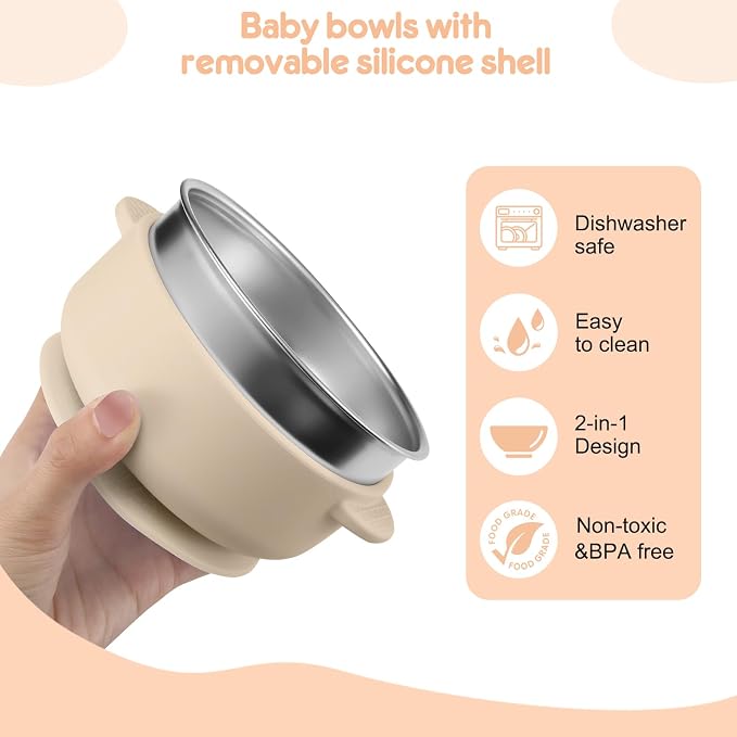 4 Pack Stainless Steel Baby Bowls - Image 6