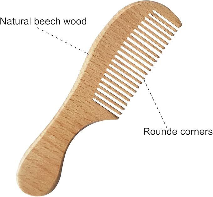 3PCS Baby Hair Brush with Wooden Handle and Comb Set - Image 5
