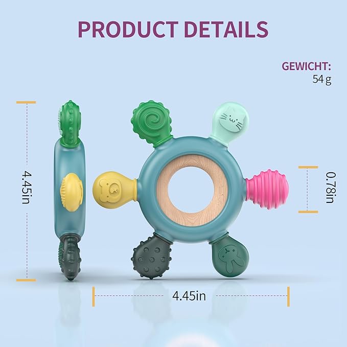 akolik Teething Toys for Babies, Baby Teethers Toy Teething Ring Silicone - Image 6