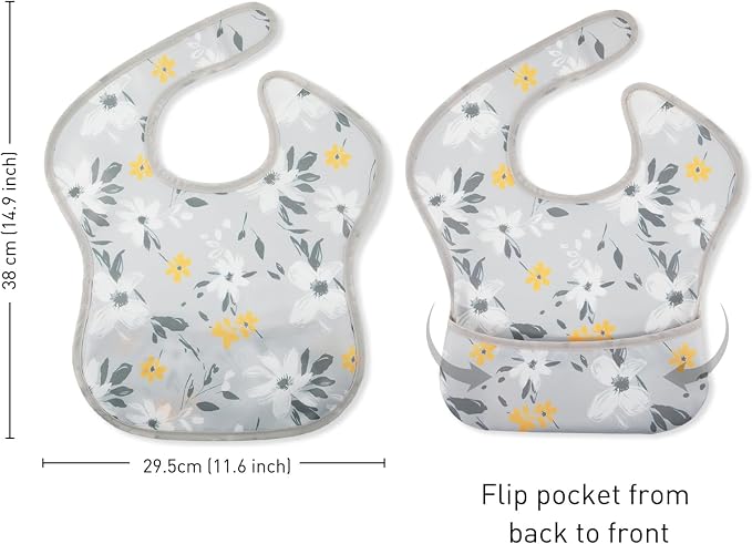 Mess Proof Baby Bib 3 Pack, Waterproof Led Weaning Baby Feeding Bibs - Image 3