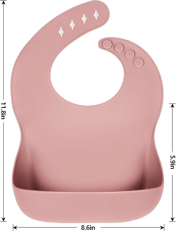 Silicone Bibs for Babies Toddler Set of 3, BPA Free, Soft Adjustable Waterproof - Image 2