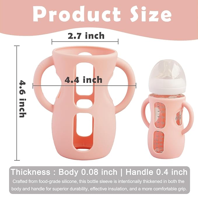 4 Pack Silicone Sleeves for Avent Natural Glass Baby Bottles, Anti Breakage - Image 2