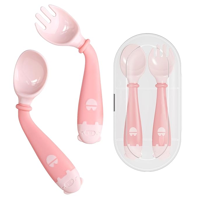 Deejoy Toddler Utensils with Travel Case, Baby Spoons and Forks Set by Deejoy