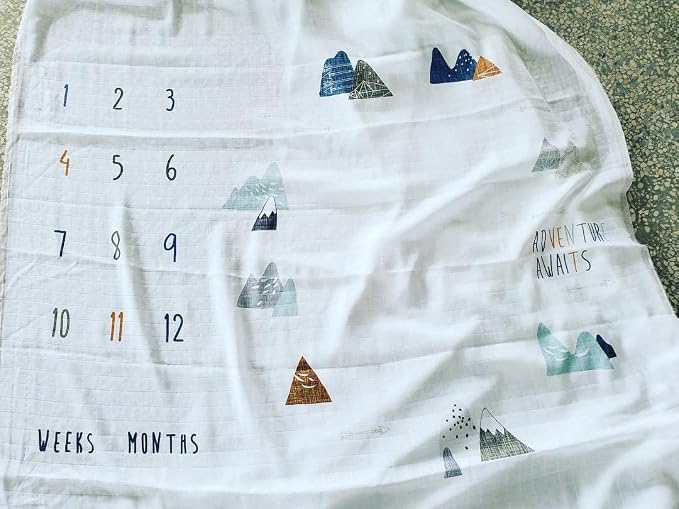 100% Organic Cotton Muslin Monthly Baby Milestone Blanket - Image 6