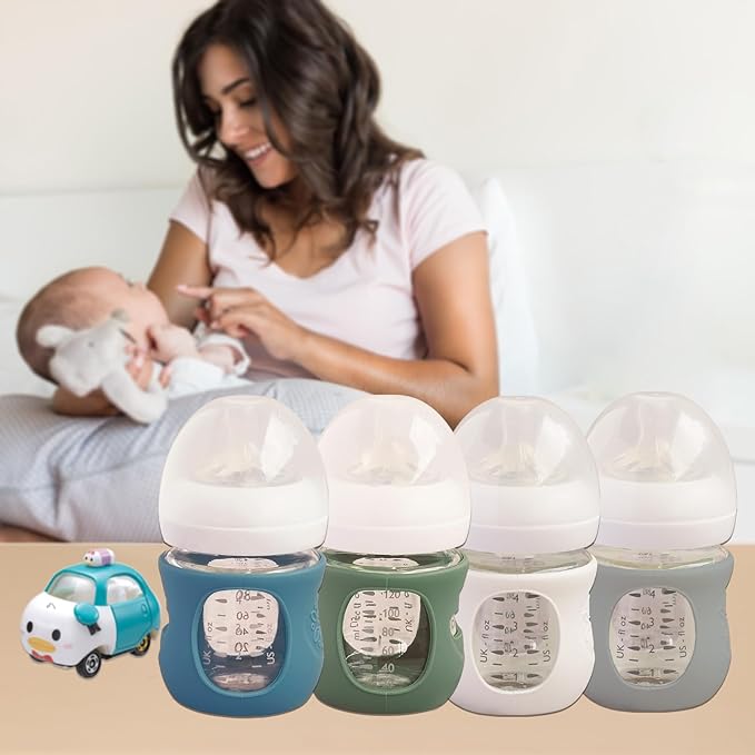 4 Pack Silicone Sleeves for Avent Natural Glass Baby Bottles, Anti Breakage - Image 3