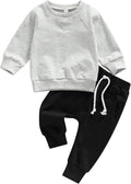 Toddler Baby Boy Clothes Solid Color Long Sleeve Crewneck Sweatshirt Top Casual by MABABY