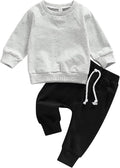 Toddler Baby Boy Clothes Solid Color Long Sleeve Crewneck Sweatshirt Top Casual by MABABY