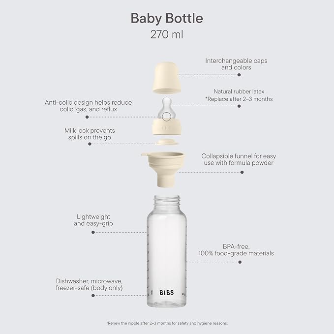 BIBS Baby Bottle 9 oz / 270 ml Silicone Nipple - Image 2