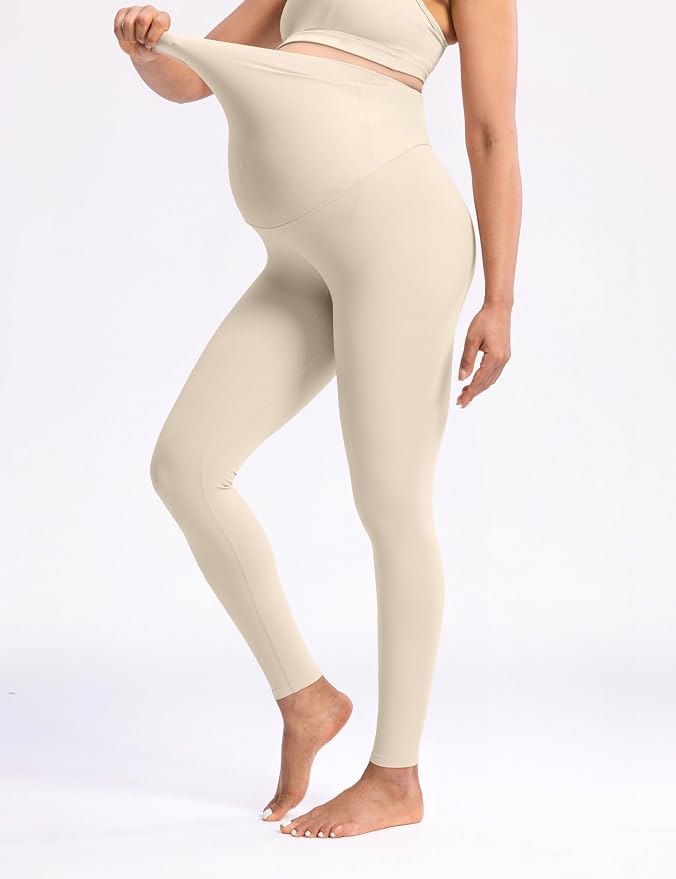 POSHDIVAH Women's Creamluxe Maternity Leggings 25"/28" Over The Belly Pregnancy - Image 4